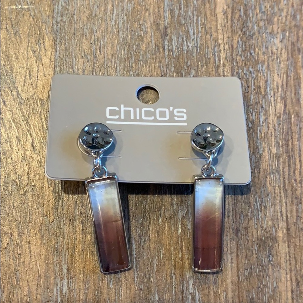 NWT Chico’s Silver ombré drop pierced earrings